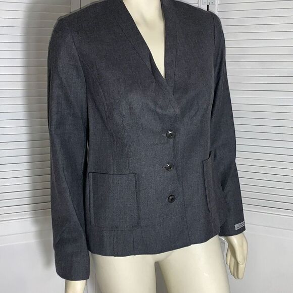 NWT Pendleton Gray Virgin Wool Button Down Blazer Women’s Size 10 - Picture 7 of 14